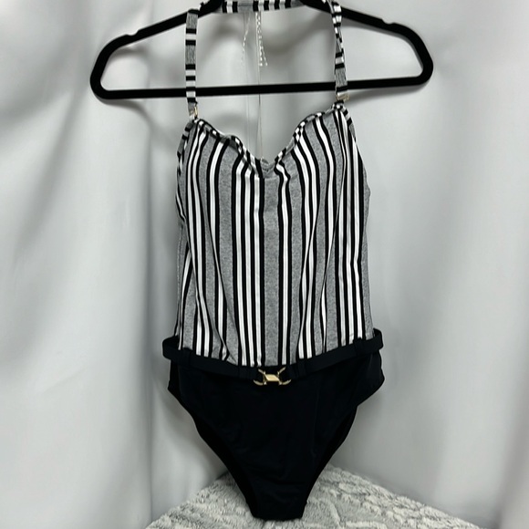 Leilani One Piece Swimsuit size 12 black and white - Picture 2 of 6